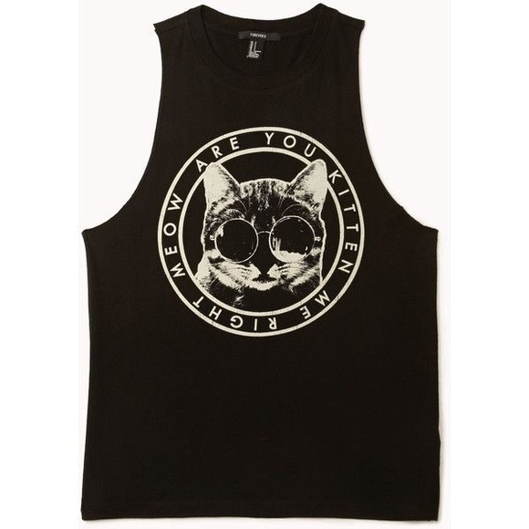 Forever 21 Tops - Kitten Me Graphic Tank